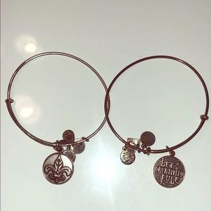 Two silver Alex and Ani bracelets